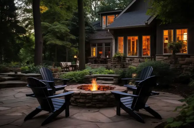 Outdoor Fireplace Landscape Lighting Charlotte NC